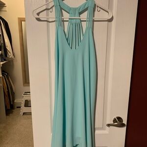 Elegant Backless Turquoise Dress